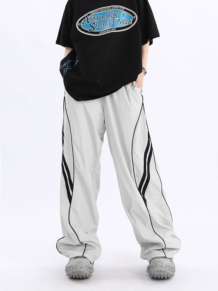 Low Waist Striped Loose-Fit Wide-Leg Sweatpants SpreePicky