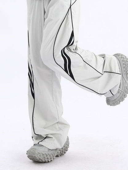 Low Waist Striped Loose-Fit Wide-Leg Sweatpants SpreePicky