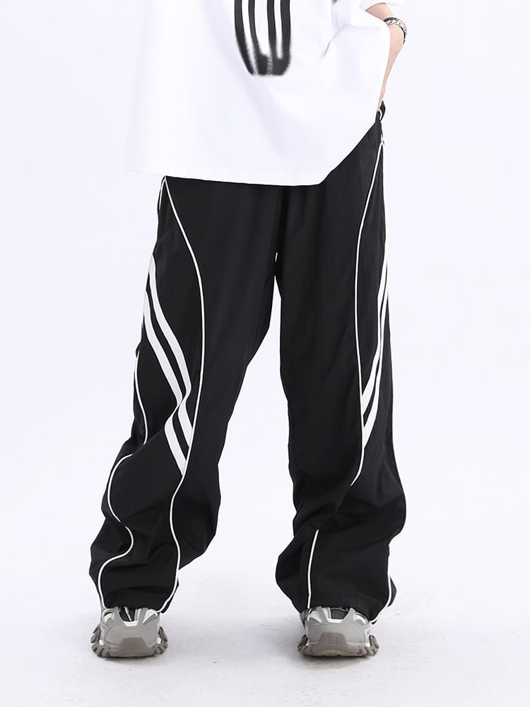 Low Waist Striped Loose-Fit Wide-Leg Sweatpants SpreePicky