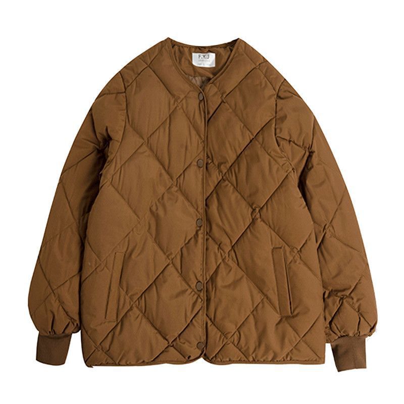 Plain Quilted Button Jacket SpreePicky