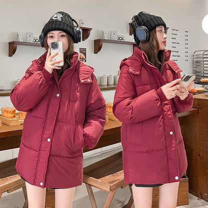 Plain Hooded Padded Zip Jacket SpreePicky