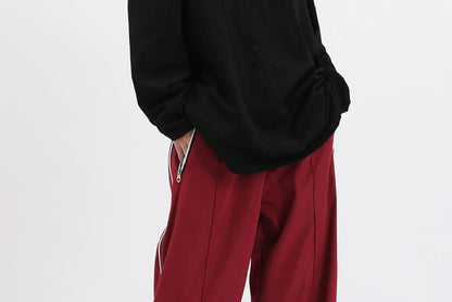 Low Waist Striped Zip-Up  Loose-Fit Wide-Leg Sweatpants SpreePicky