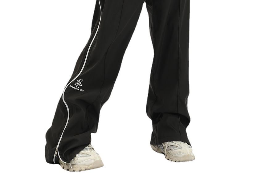 Low Waist Striped Zip-Up  Loose-Fit Wide-Leg Sweatpants SpreePicky