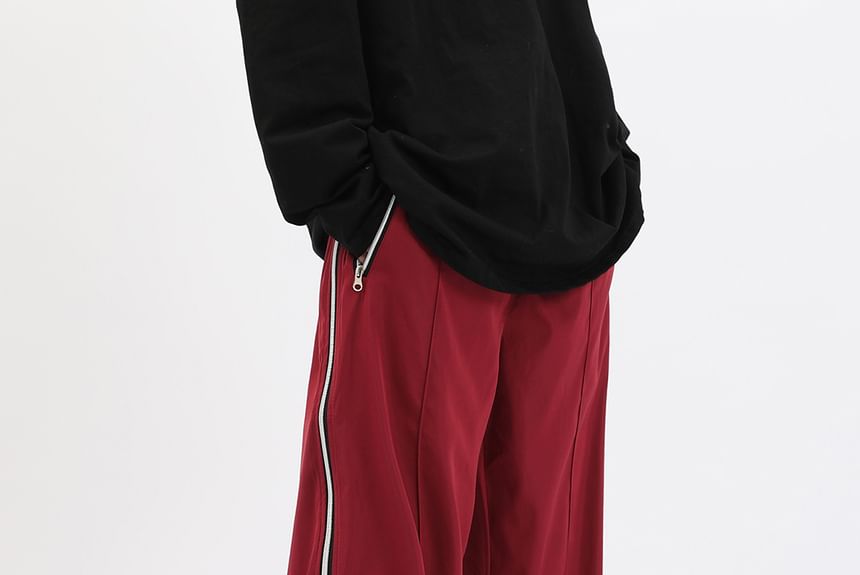 Low Waist Striped Zip-Up  Loose-Fit Wide-Leg Sweatpants SpreePicky