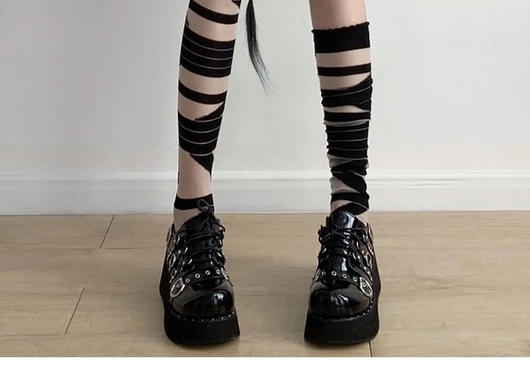 Mesh Panel Over-the-Knee Socks / Set SpreePicky