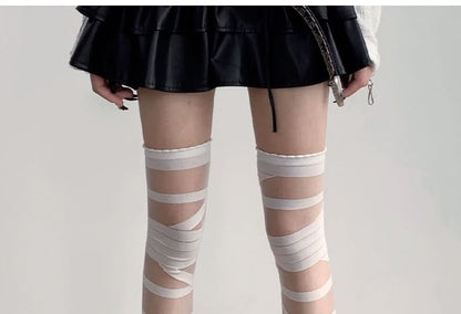 Mesh Panel Over-the-Knee Socks / Set SpreePicky