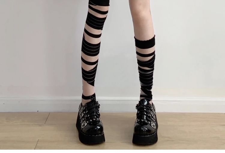 Mesh Panel Over-the-Knee Socks / Set SpreePicky