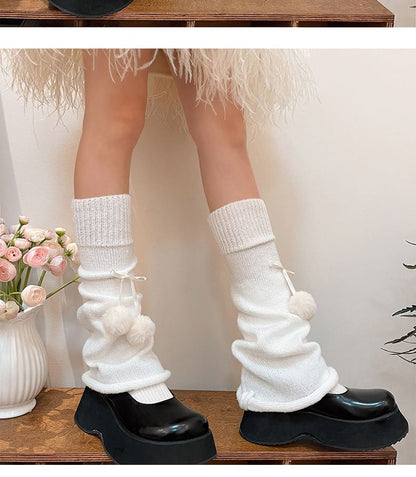 Plain Pom Pom Leg Warmers SpreePicky