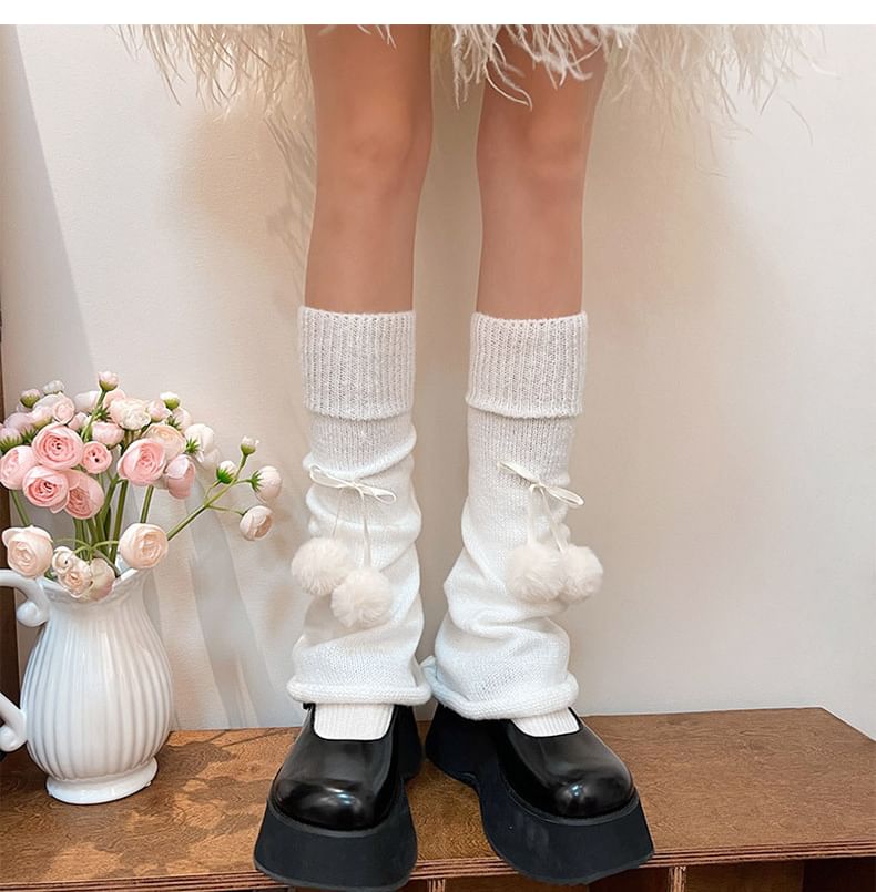 Plain Pom Pom Leg Warmers SpreePicky