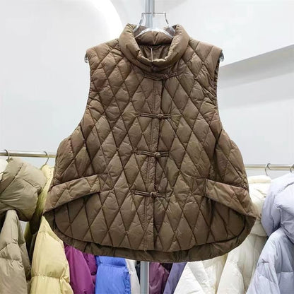 Stand Collar Plain Quilted Vest SpreePicky