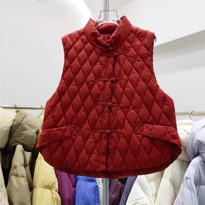 Stand Collar Plain Quilted Vest SpreePicky