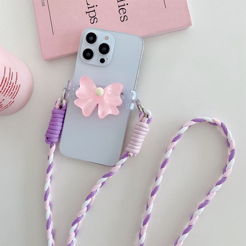 Bow Pearl Clip On Phone Lanyard SpreePicky