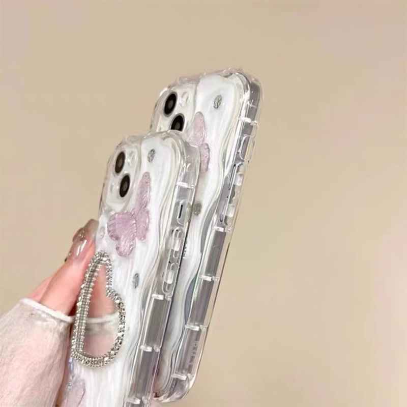 Butterfly Heart Mirrored Phone Case - iPhone 15 Pro Max / 15 Pro / 15 Plus / 15 / 14 Pro Max / 14 Pro / 14 Plus / 14 / 13 Pro Max / 13 Pro / 13 / 13 mini / 12 Pro Max / 12 Pro / 12 / 12 mini / 11 Pro Max / 11 Pro / 11 / SE / XS Max / XS / XR / X SpreePicky