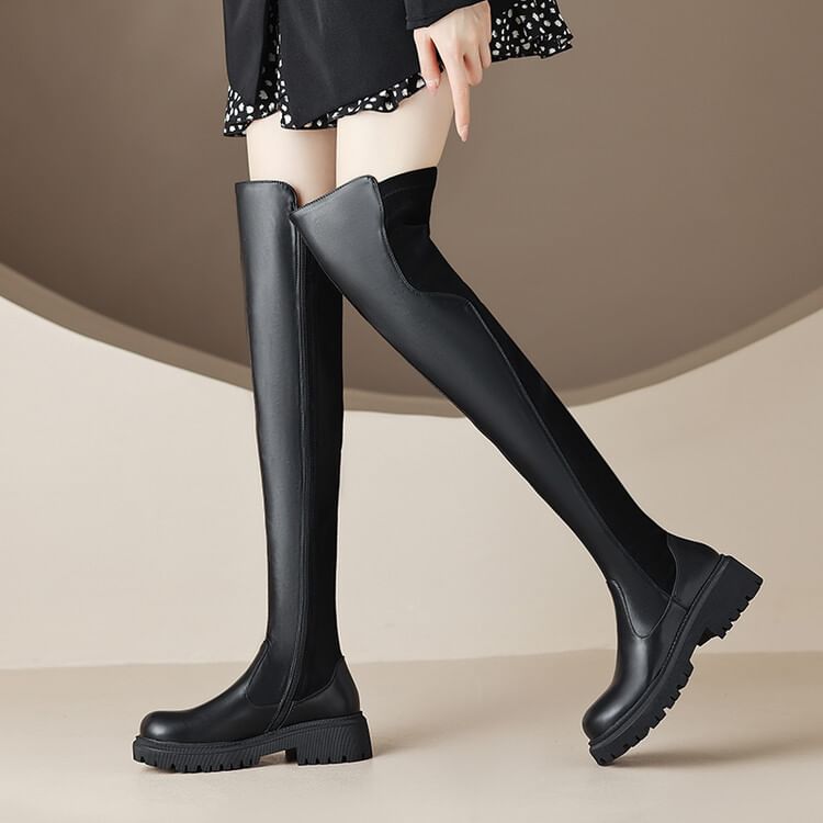 Platform Panel Over The Knee Boots SpreePicky