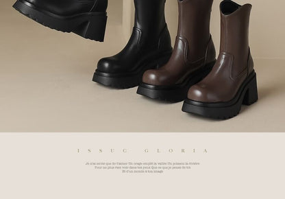 Platform Faux Leather Short Boots SpreePicky