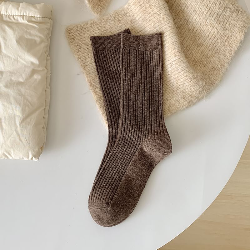 Plain Ribbed Short Socks Set SpreePicky