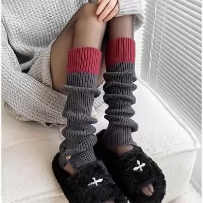 Two Tone Ribbed Knit Leg Warmers SpreePicky