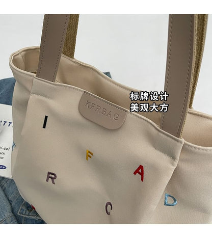 Letter Embroidered Tote Bag SpreePicky