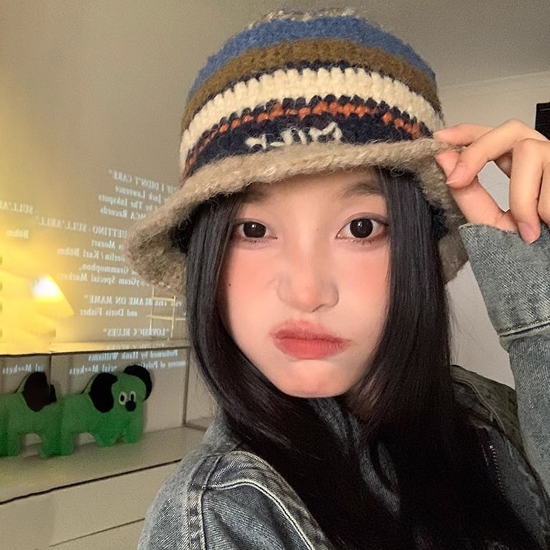 Striped Knit Cloche Hat SpreePicky