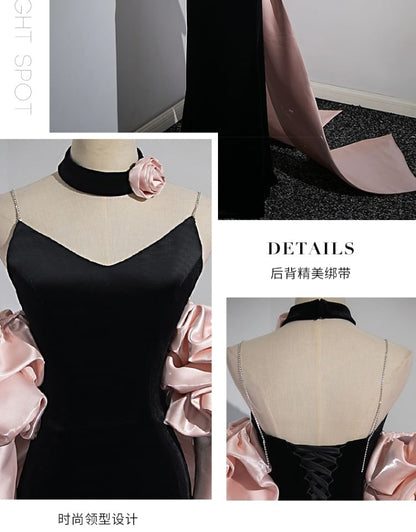 Halter Neck Bow Back Sheath Evening Gown SpreePicky