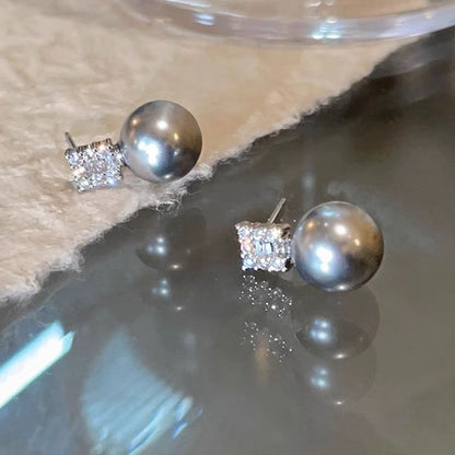 Rhinestone Faux Pearl Stud Earring SpreePicky