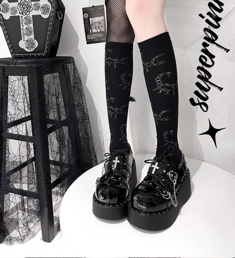 Platform Studded Buckled Cross Lace Up Shoes mySite