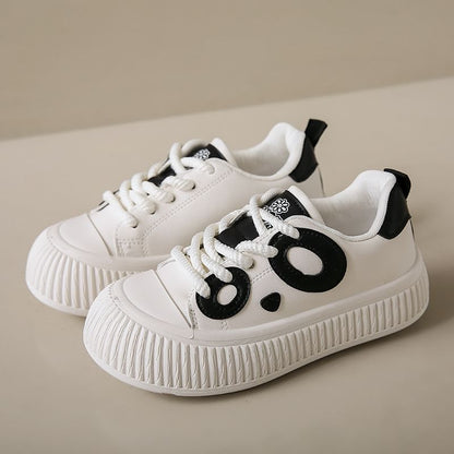 Panda Embroidered Lace-Up Platform Sneakers SpreePicky