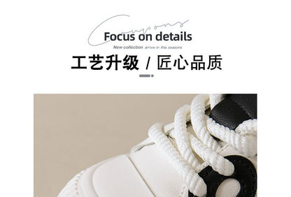 Panda Embroidered Lace-Up Platform Sneakers SpreePicky