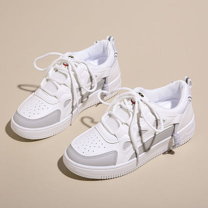 Applique Contrast Trim Lace-Up Platform Sneakers SpreePicky