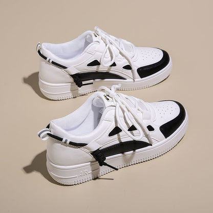 Applique Contrast Trim Lace-Up Platform Sneakers SpreePicky