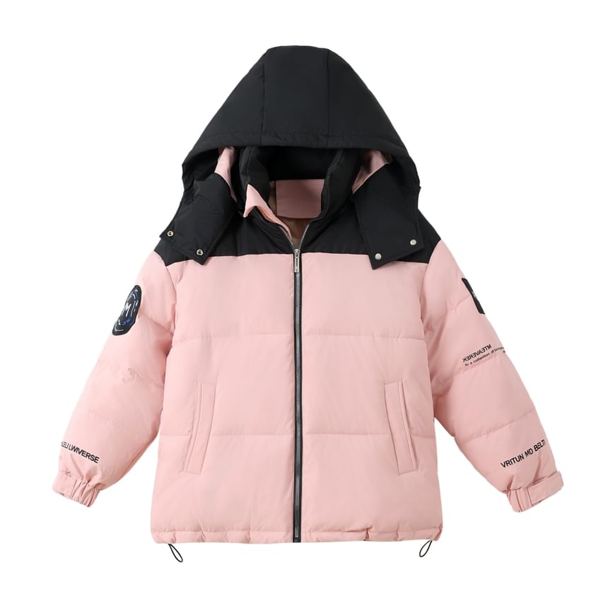 Hooded Two Tone Puffer Jacket SpreePicky