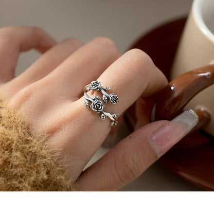 Rose Sterling Silver Open Ring SpreePicky