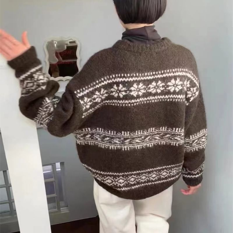 Crewneck Christmas Printed Oversize Sweater SpreePicky