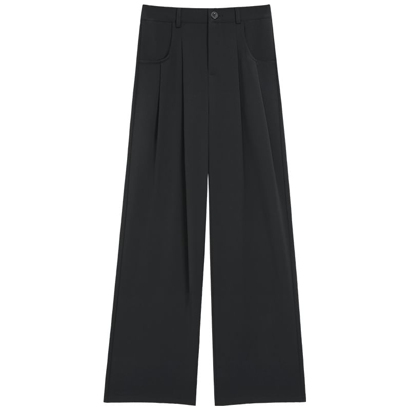 High-Waist Plain Straight Leg Dress Pants SpreePicky