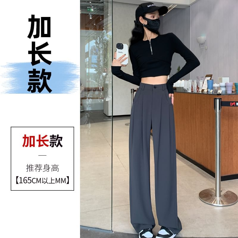 High-Waist Plain Straight Leg Dress Pants SpreePicky