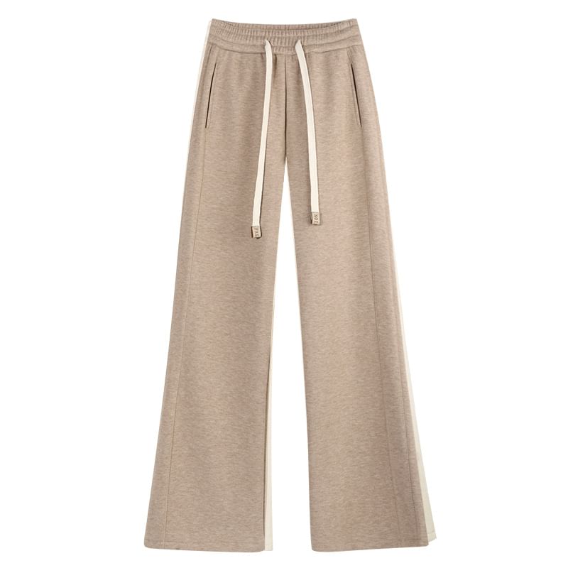 High-Waist Drawstring Fleece Straight Leg Pants SpreePicky