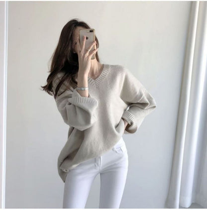 Oversized V-Neck Sweater SpreePicky