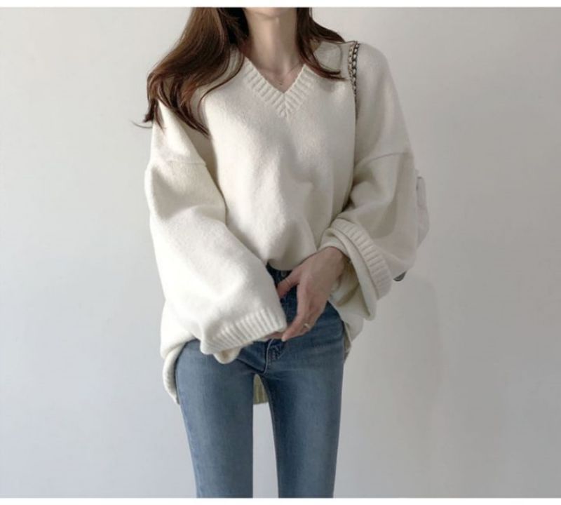 Oversized V-Neck Sweater SpreePicky