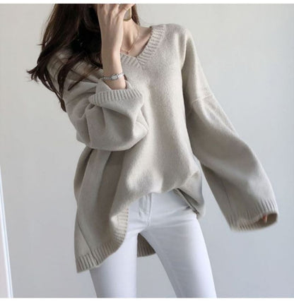 Oversized V-Neck Sweater SpreePicky