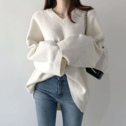 Oversized V-Neck Sweater SpreePicky