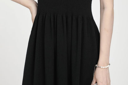 Sleeveless Plain Knit Maxi A-Line Dress SpreePicky