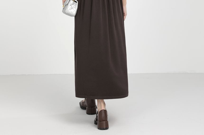 Sleeveless Plain Knit Maxi A-Line Dress SpreePicky