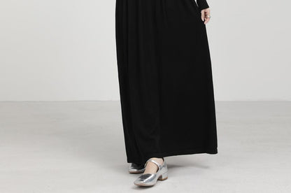 Long-Sleeve Off Shoulder Plain Maxi A-Line Dress SpreePicky