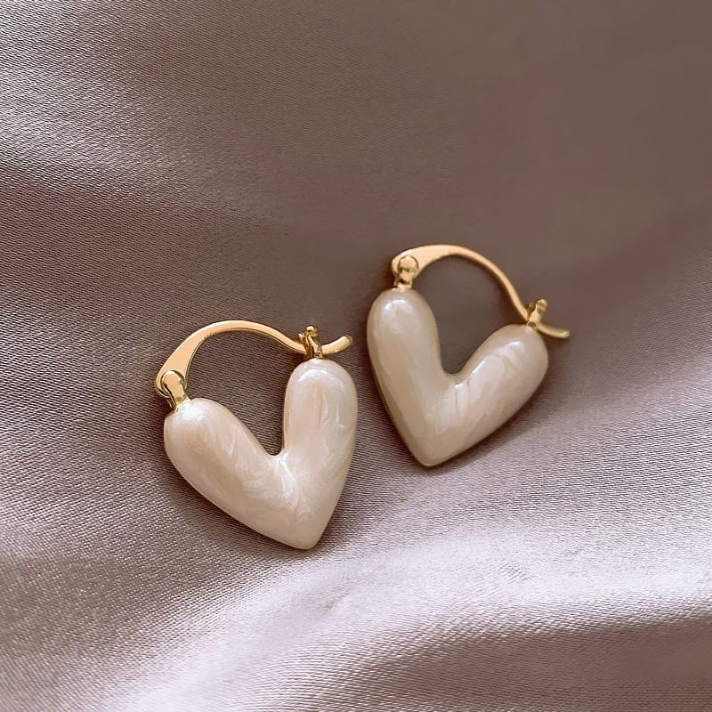 Heart Glaze Alloy Hoop Earring SpreePicky