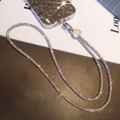 Heart / Faux Pearl Embellished Phone Lanyard with Lanyard Pad SpreePicky