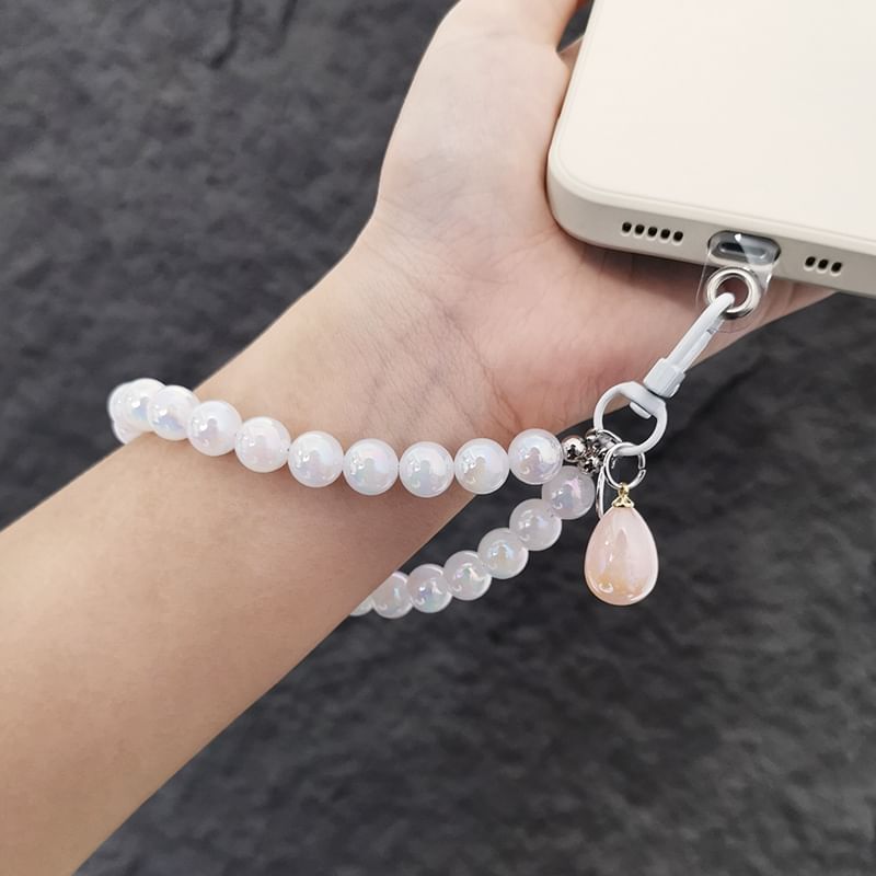 Faux Gemstone Bead Phone Strap with Lanyard Pad SpreePicky