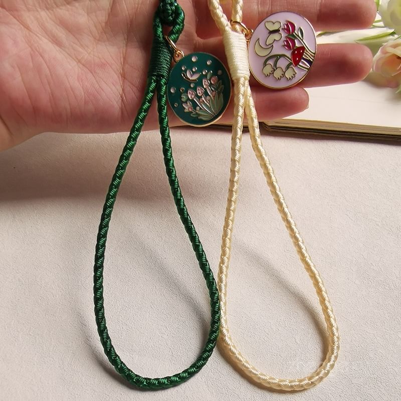 Floral Woven Cord Phone Strap SpreePicky