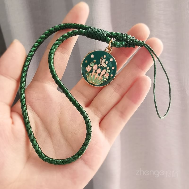 Floral Woven Cord Phone Strap SpreePicky