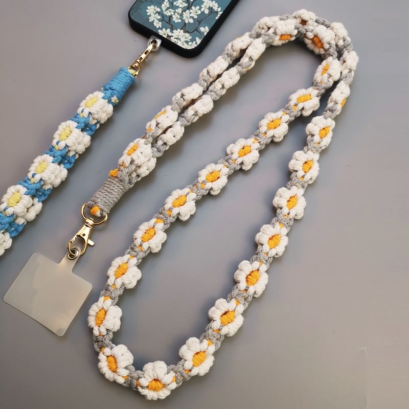 Floral Woven Phone Lanyard with Lanyard Pad SpreePicky