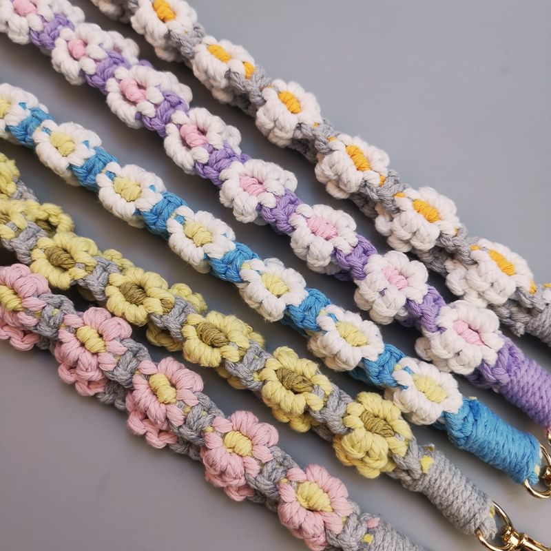 Floral Woven Phone Lanyard with Lanyard Pad SpreePicky